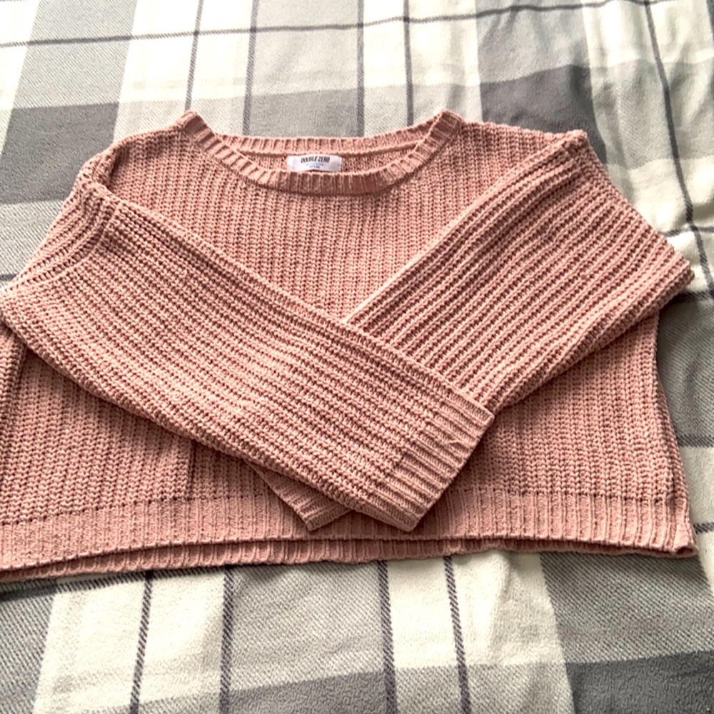 Pink Knit Cropped Sweater, Size Medium